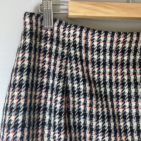 VTG 90s Simon Chang Designer 100% Wool Houndstooth Knee Length Skirt M/L - Picture 6 of 13